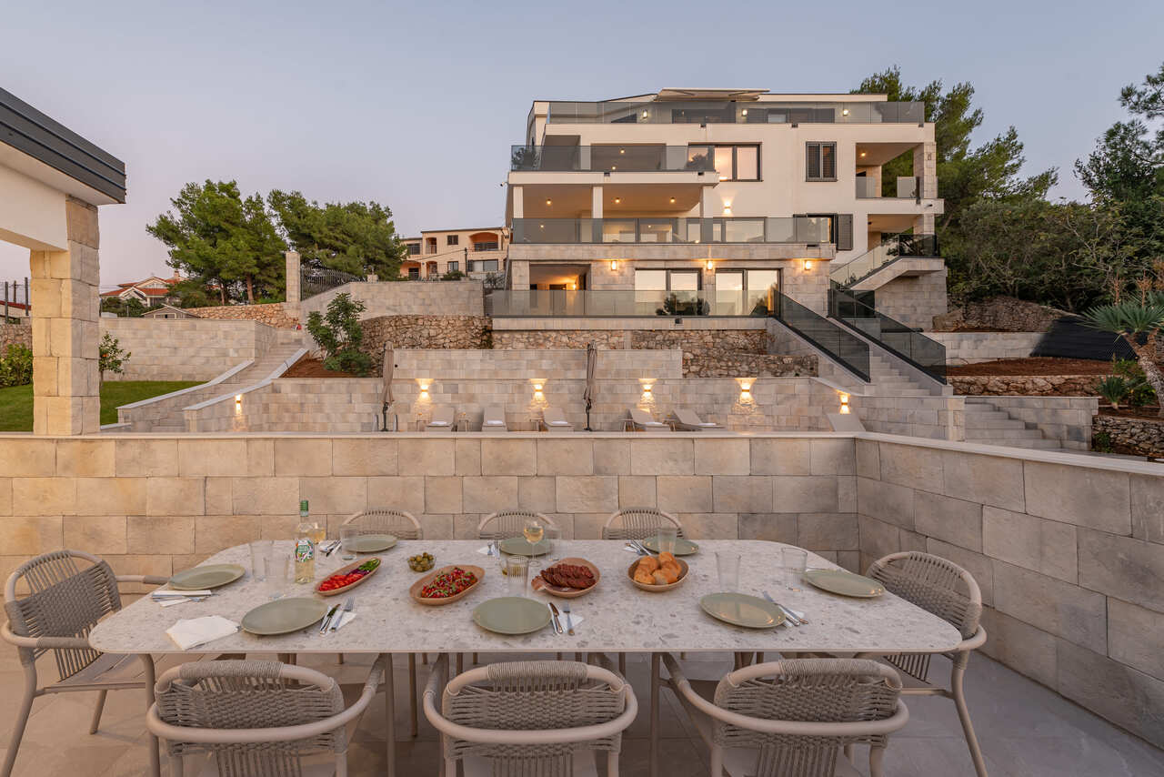 VillaSunset dinner in garden